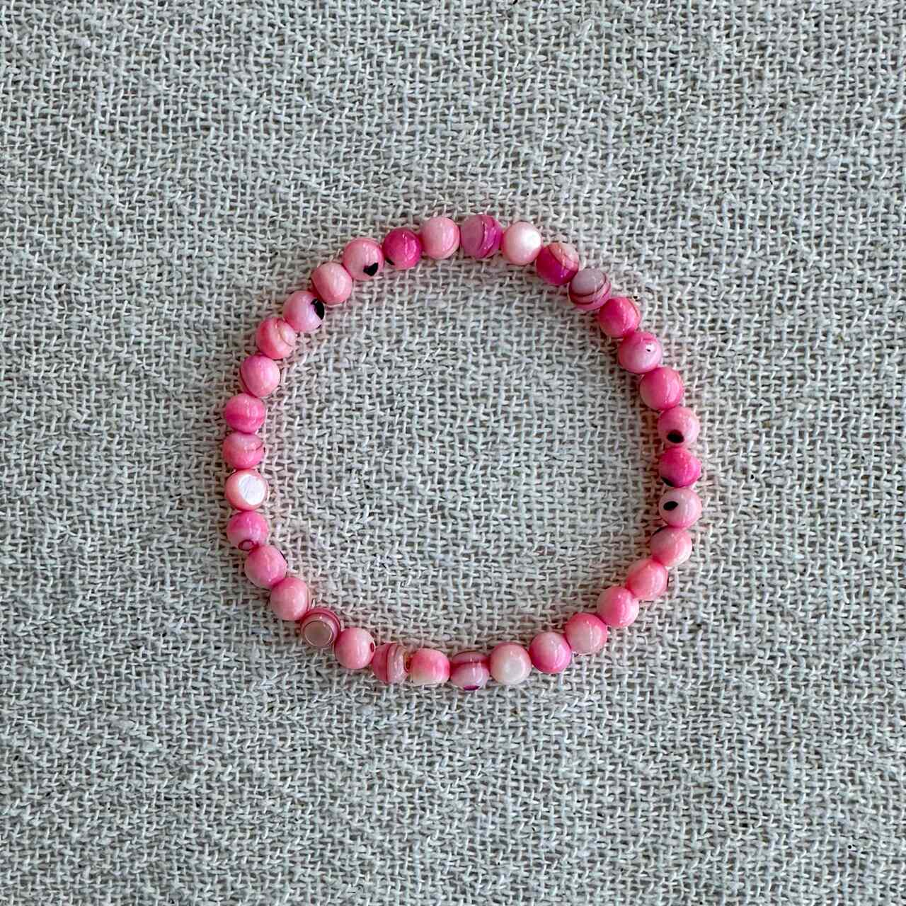 pulseira beads vermelho e branco