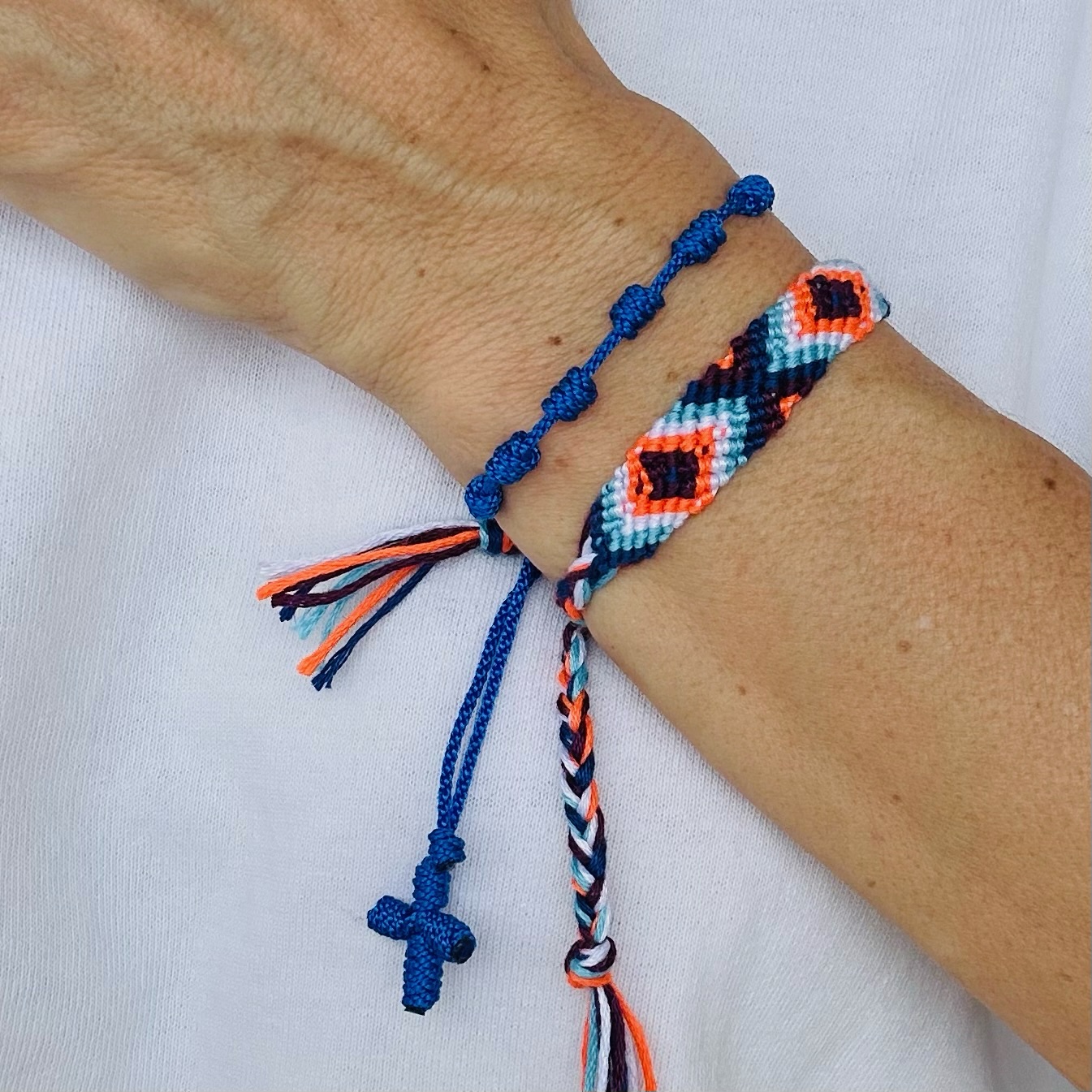 set trança algodão pinguim & terço colorido