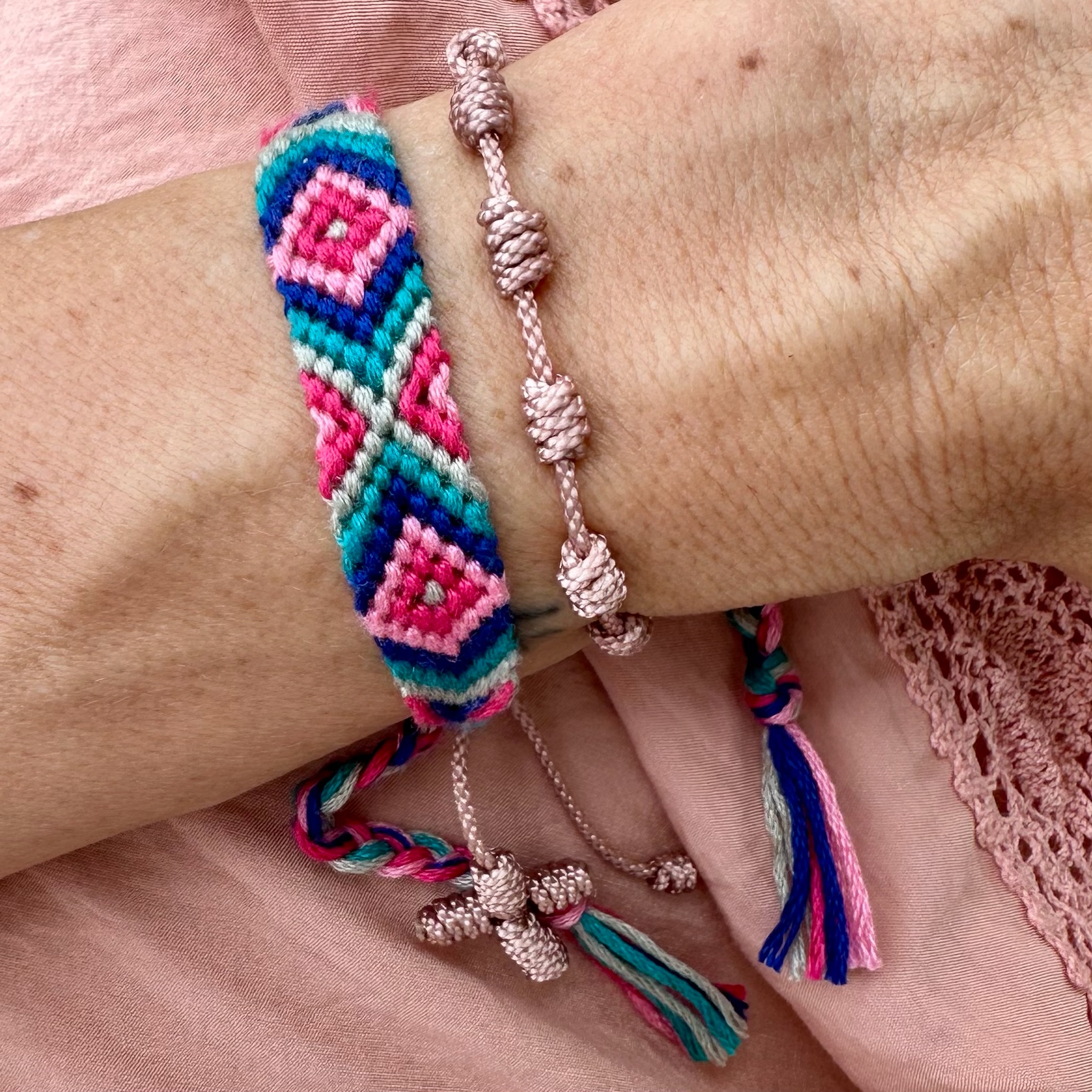 set trança algodão pinguim & terço colorido