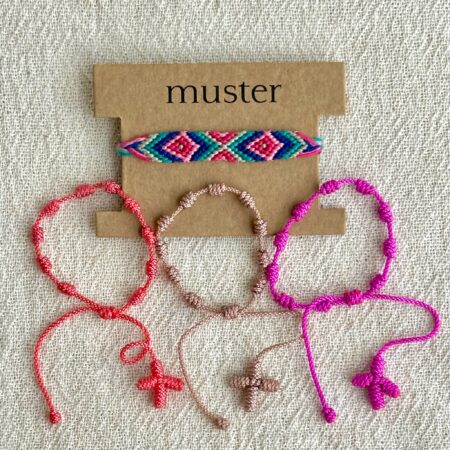 set trança algodão pinguim & terço colorido