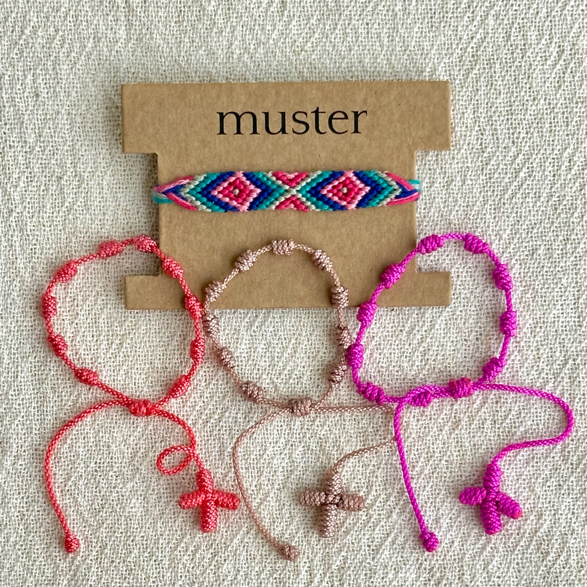 set trança algodão pinguim & terço colorido