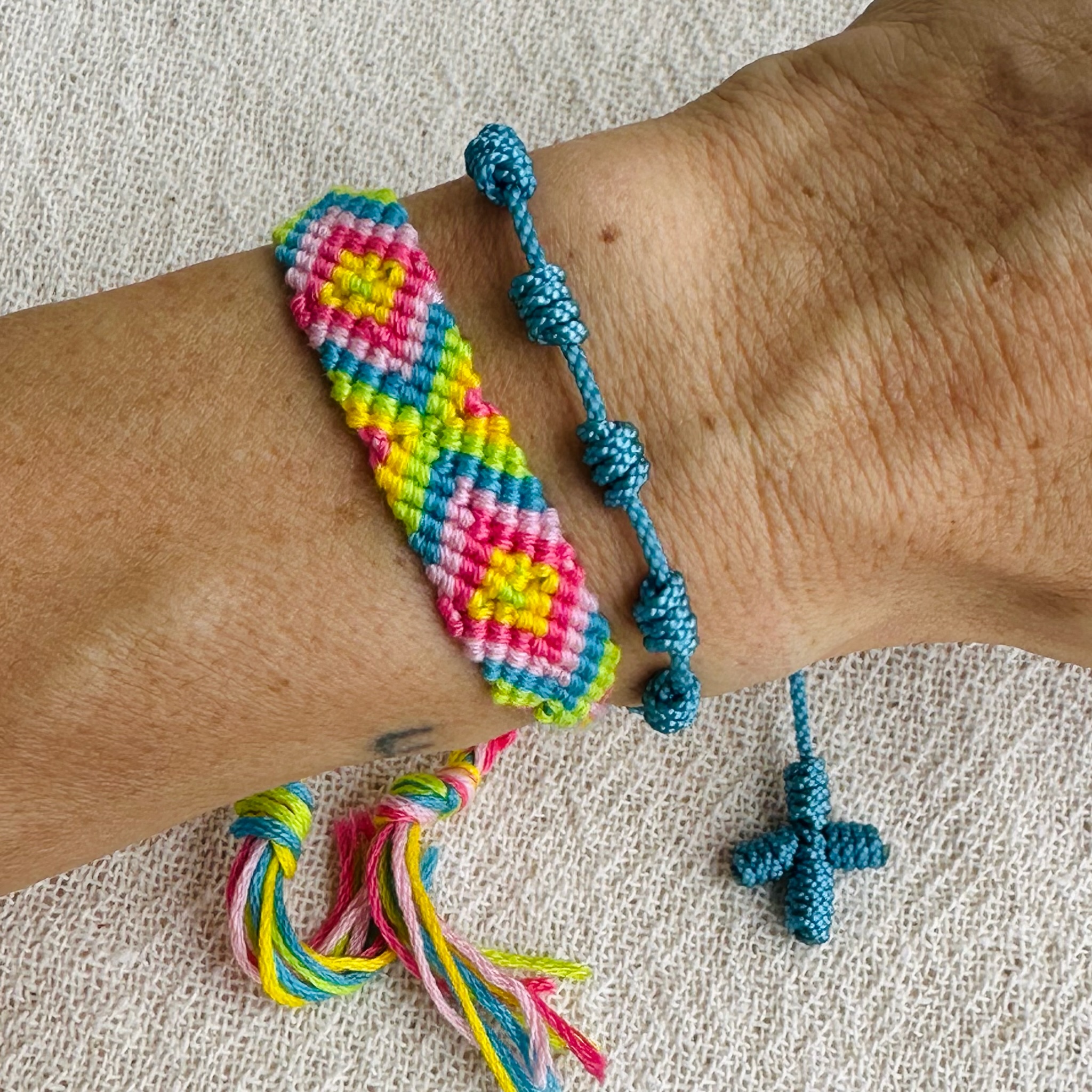 set trança algodão pinguim & terço colorido