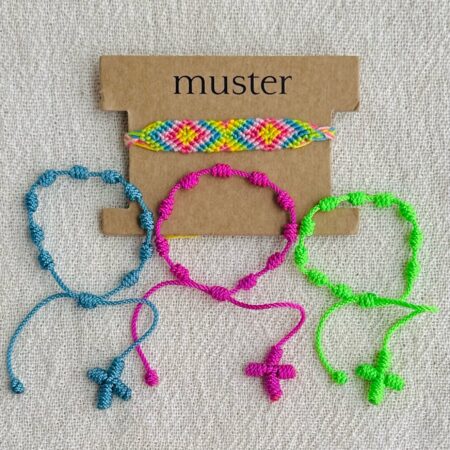 set trança algodão pinguim & terço colorido