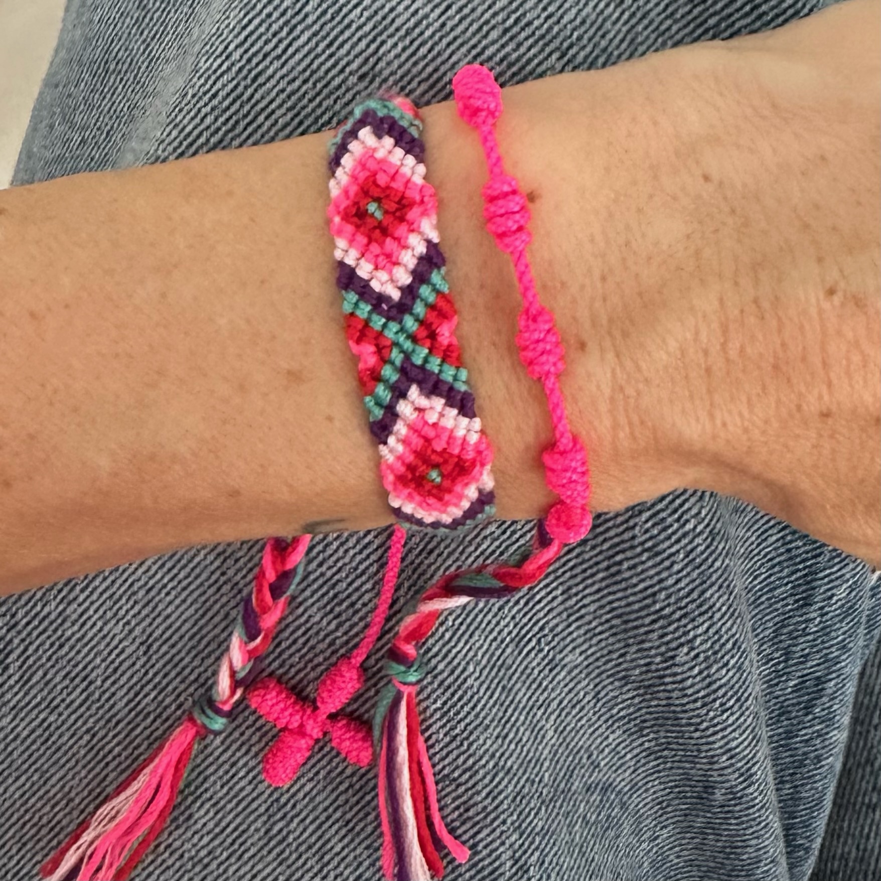 set trança algodão pinguim & terço colorido