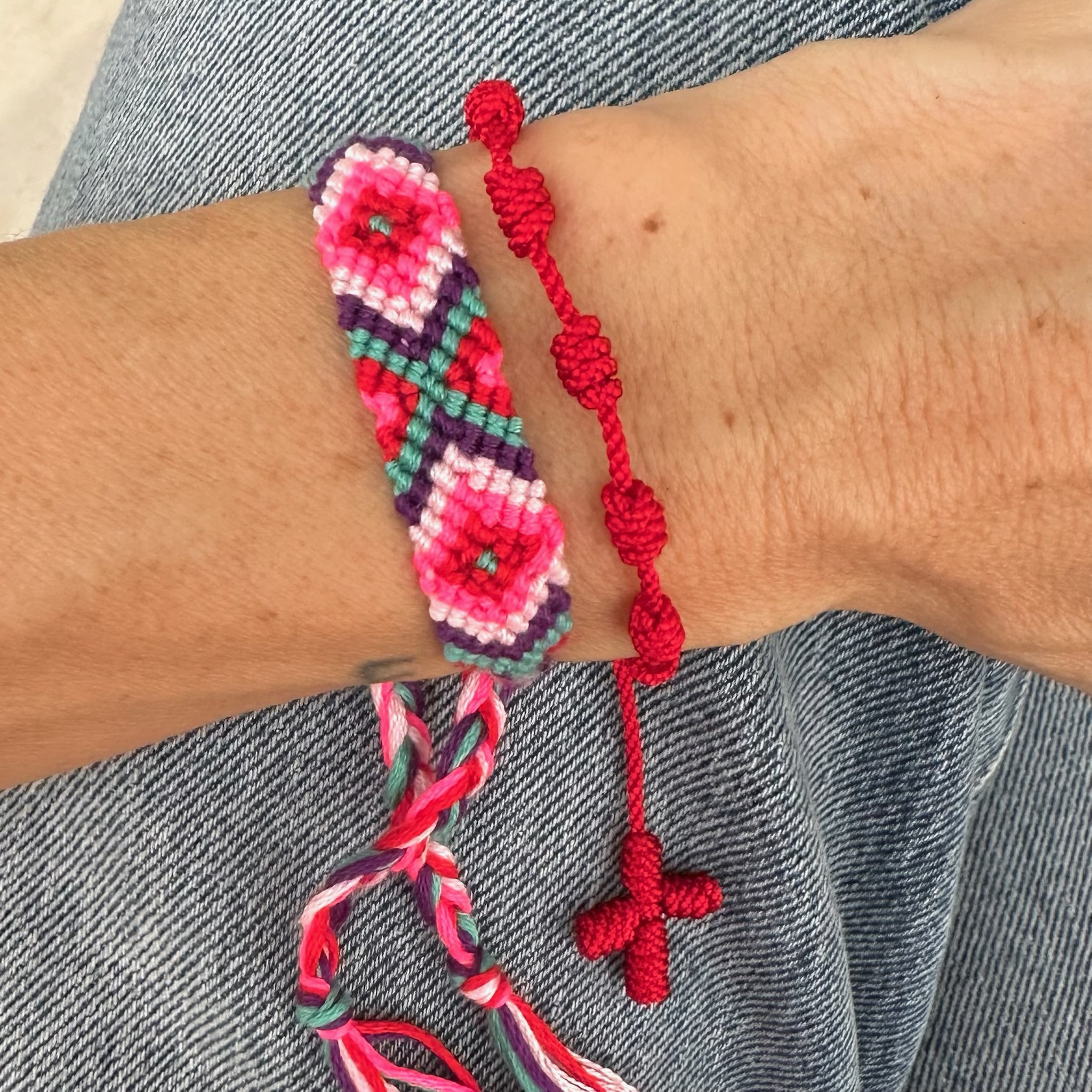 set trança algodão pinguim & terço colorido