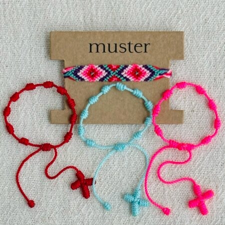 set trança algodão pinguim & terço colorido