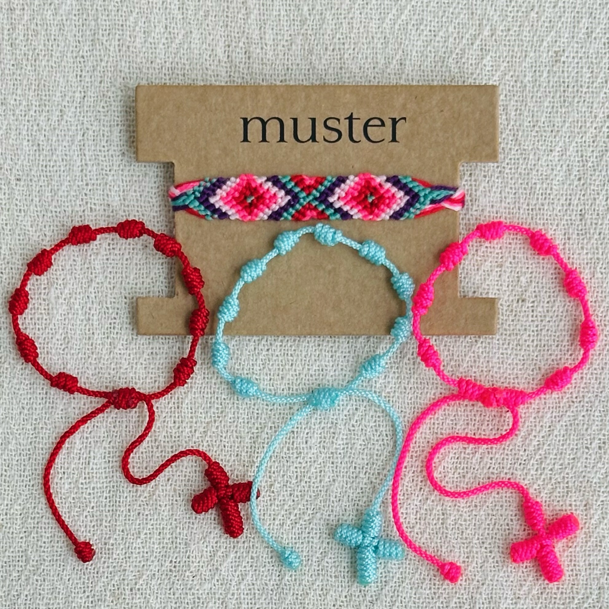 set trança algodão pinguim & terço colorido