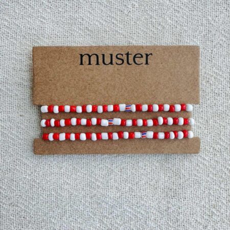 pulseira beads vermelho e branco