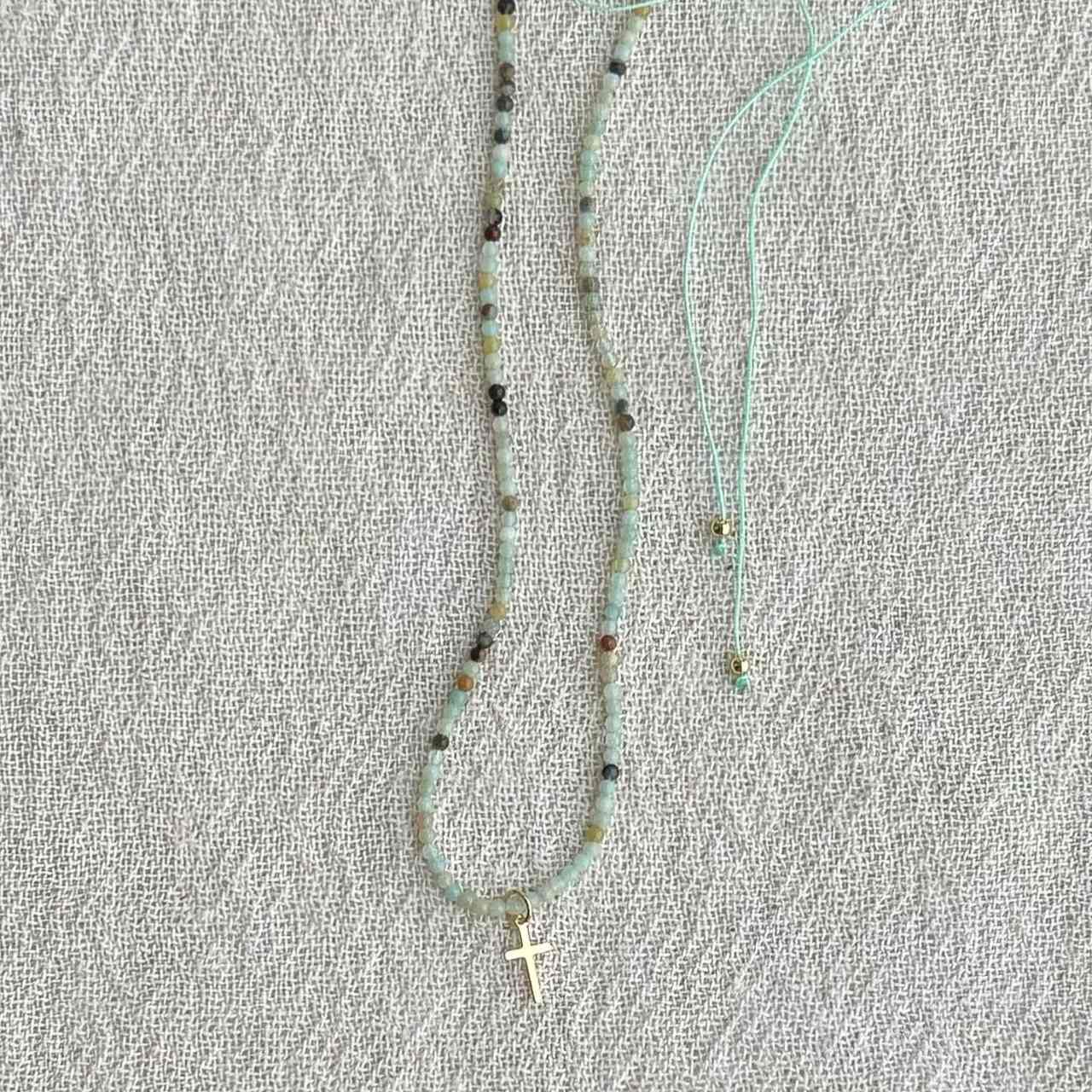 colar tiny acqua crucifixo gold