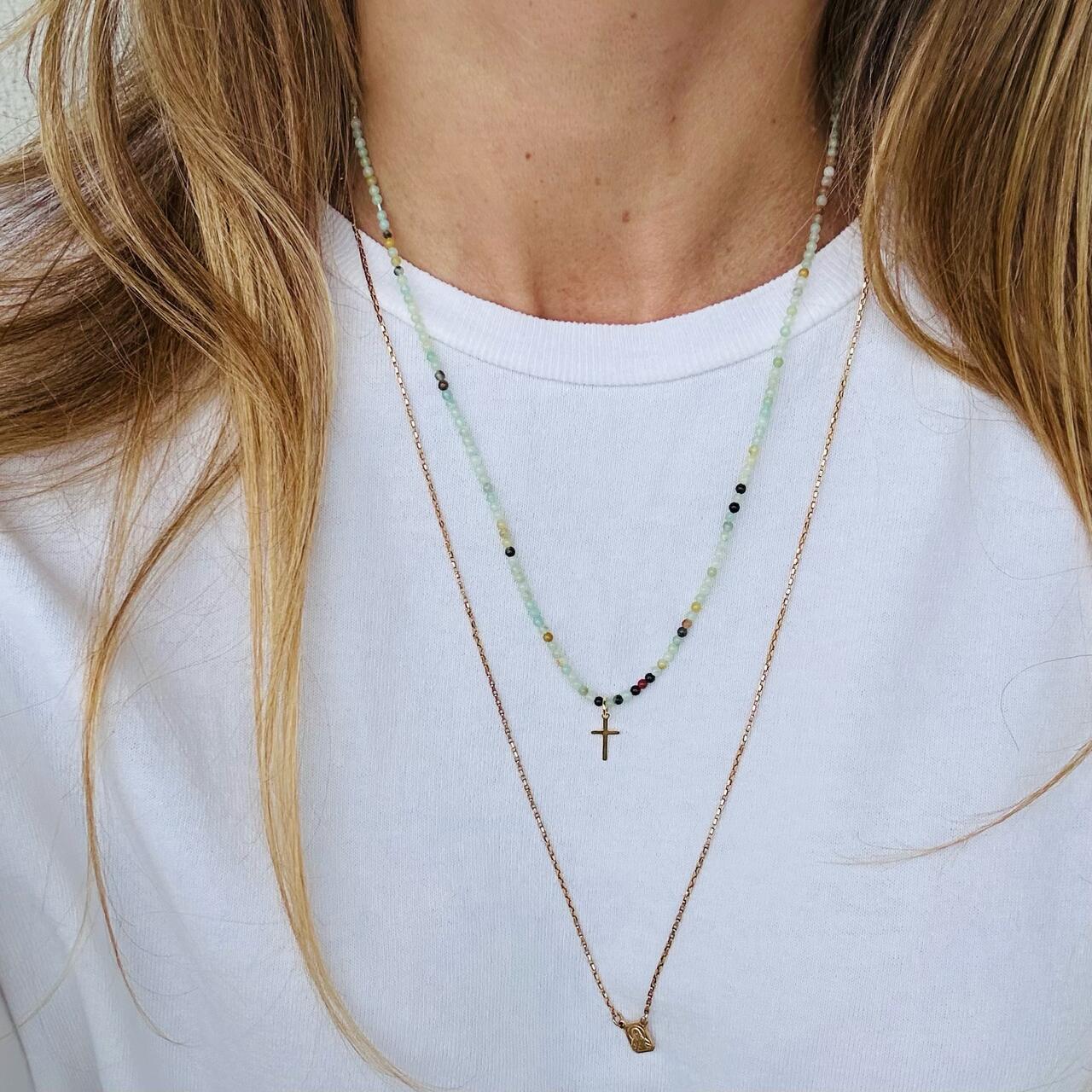 colar tiny acqua crucifixo gold