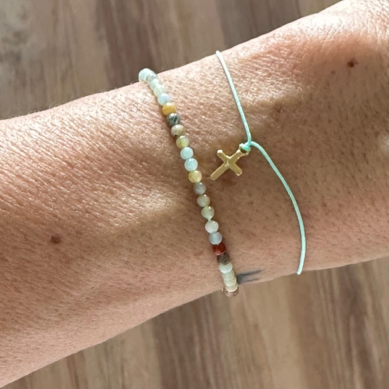 set tiny acqua crucifixo gold