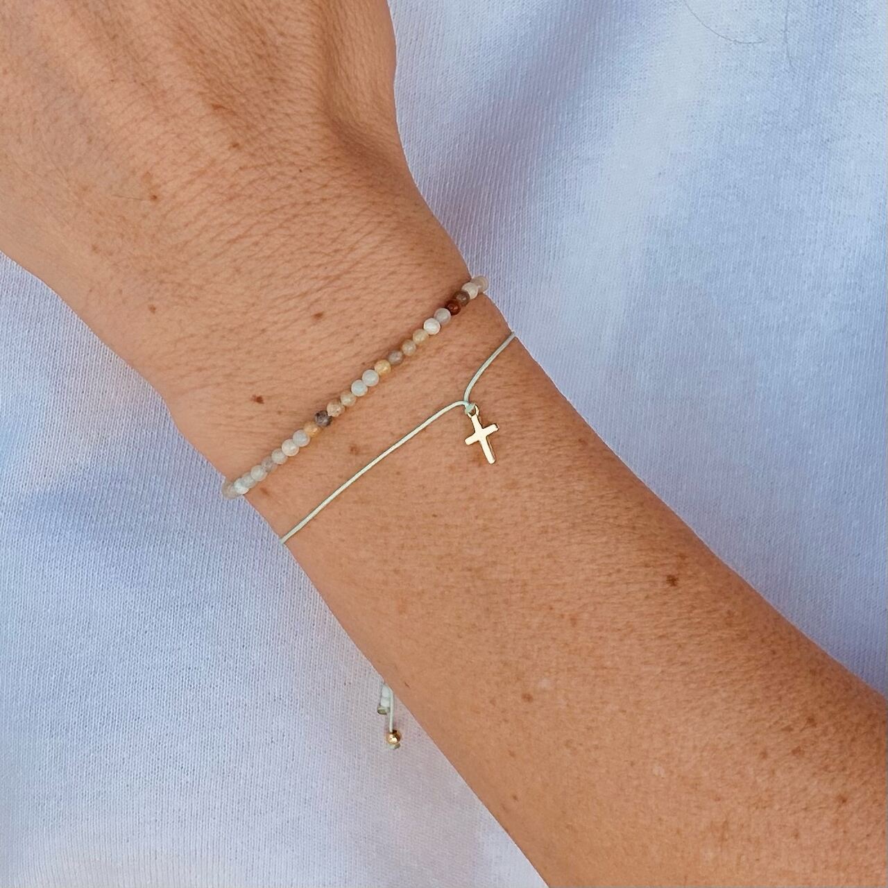 set tiny acqua crucifixo gold